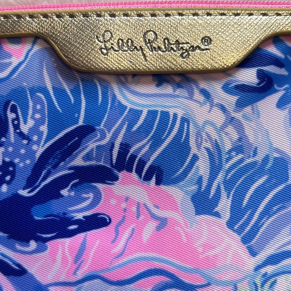 NWT Lilly Pulitzer ID Case/Wallet- Pink & Blue w/Gold Accents - Picture 2 of 5